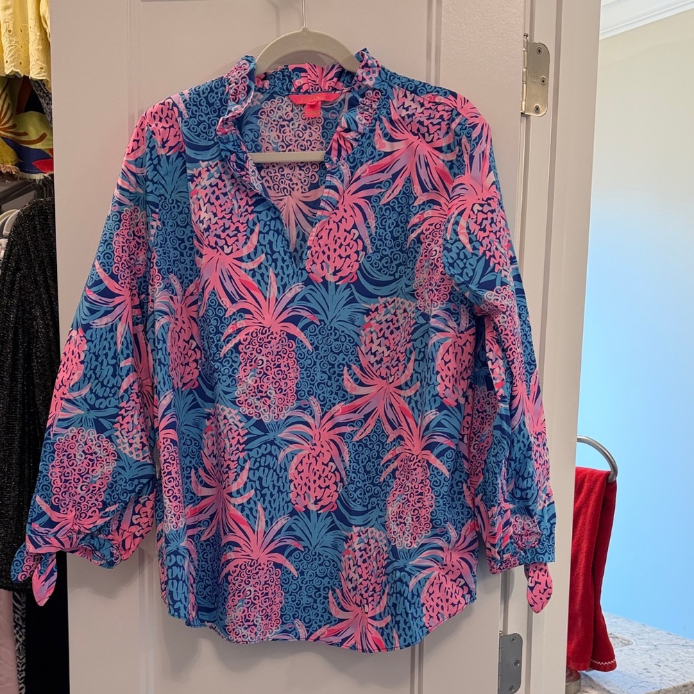 Lilly Pulitzer Pink and Blue pineapple Top